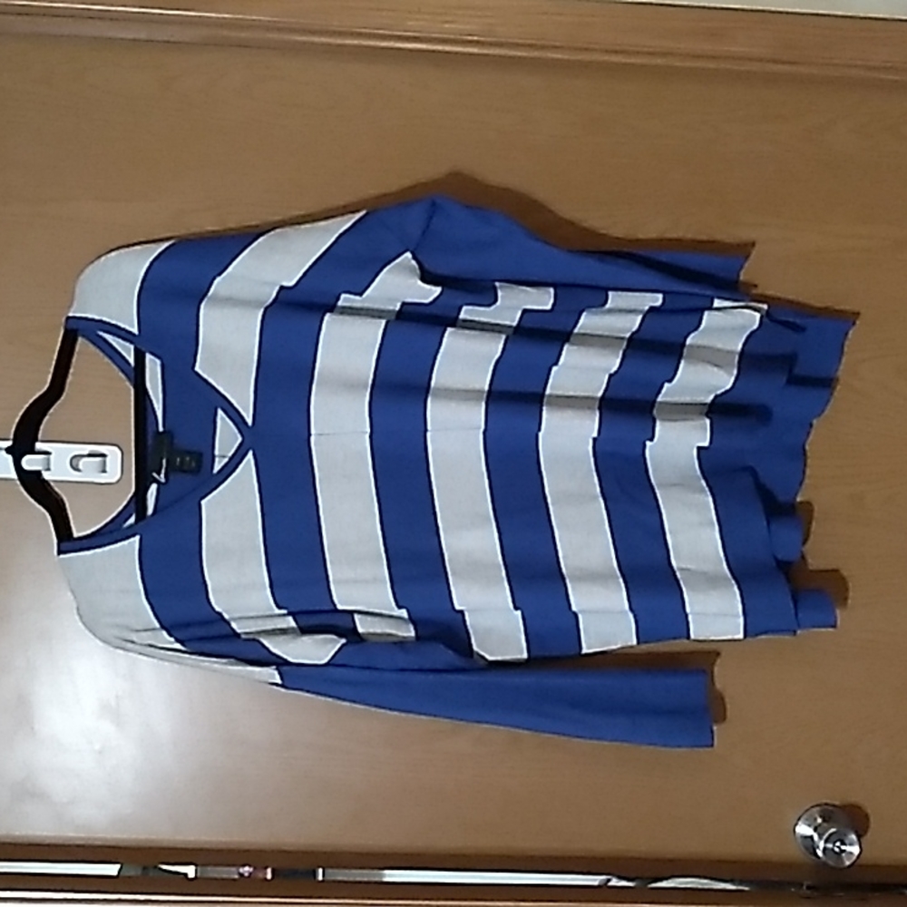Lane Bryant Blue Stripe VNeck Long Sleeve Sweater